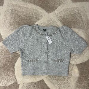 New with Tags Express Light Gray Beaded Sweater